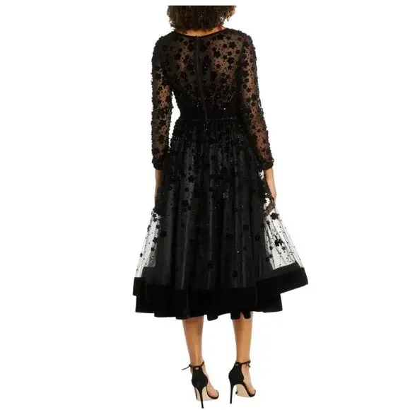 Mac Duggal 67007 Black Fit & Flare Velvet Embellished Dress Size 6 NWT $498 - Picture 2 of 7